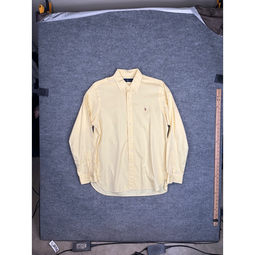 Ralph Lauren Mens 16 40/41 Yellow Cotton Oxford Button Down Long Sleeve Shirt